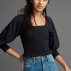 Pilcro Smocked Crop Top